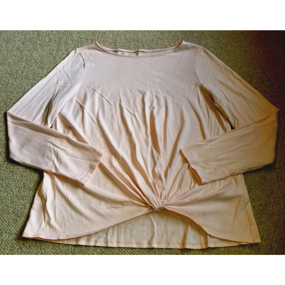 Womens Top-PURE JILL-J. JILL-pink cotton blend knit "Soft Knot Top" ls-M